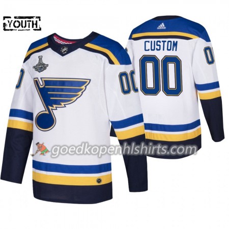 St. Louis Blues Custom Adidas 2019 Stanley Cup Champions Wit Authentic Shirt - Kinderen